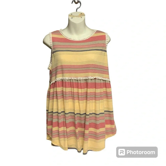 143 Story sleeveless top warm tone colors size medium but would fit up - Picture 1 of 8